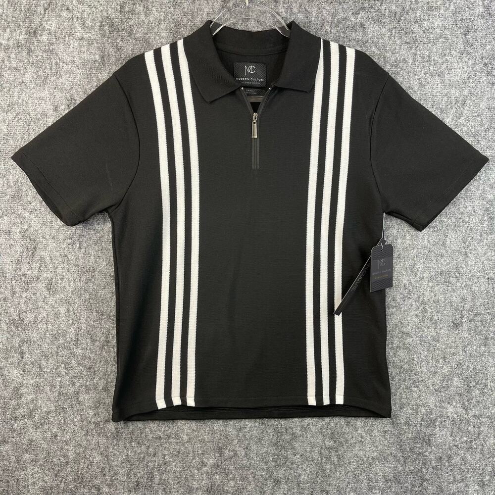 Modern‎ Culture Mens Polo Shirt Black White Size Small